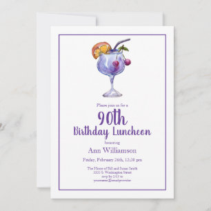 Vattenfärgspartycocktail 90-årsdag inbjudningar