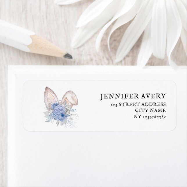 VattenfärgsPåskhare Öron Returadress Etikett (Insitu)