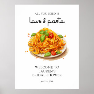 Vattenfärgspasta Italiensk Bröllopsfest Välkommen Poster