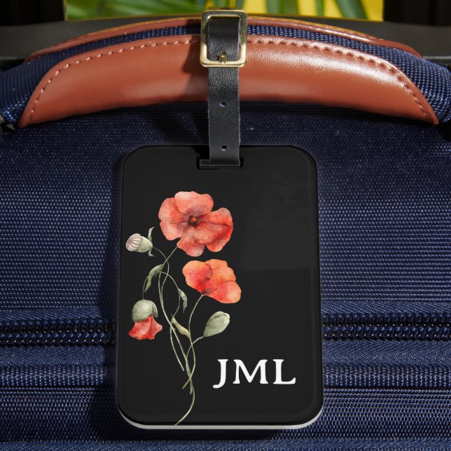 Vattenfärgspatienter på svart monogram bagagebricka (Framsida Insitu 2)