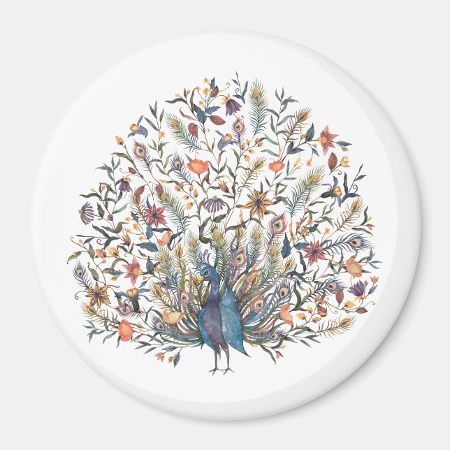 VattenfärgsPeacock Magnet (Framsidan)