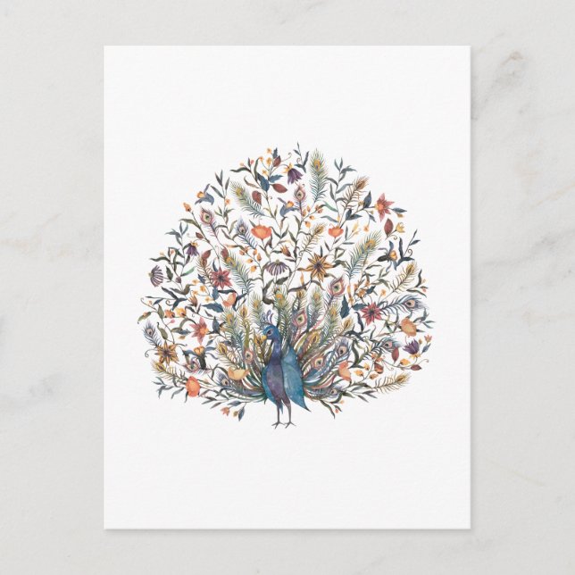 VattenfärgsPeacock Vykort (Framsida)