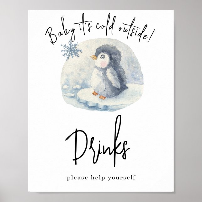 Vattenfärgspenguin - Drinka Poster (Framsidan)