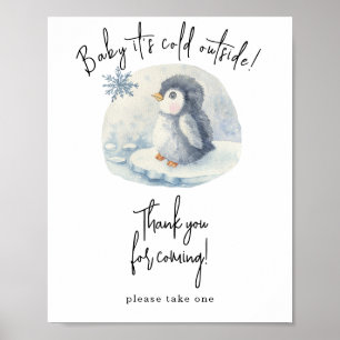 Vattenfärgspenguin - Tack för att du kom Poster
