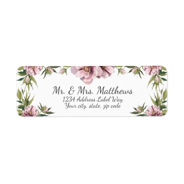 Vattenfärgspennor och rosa returadress returadress etikett (Framsidan)