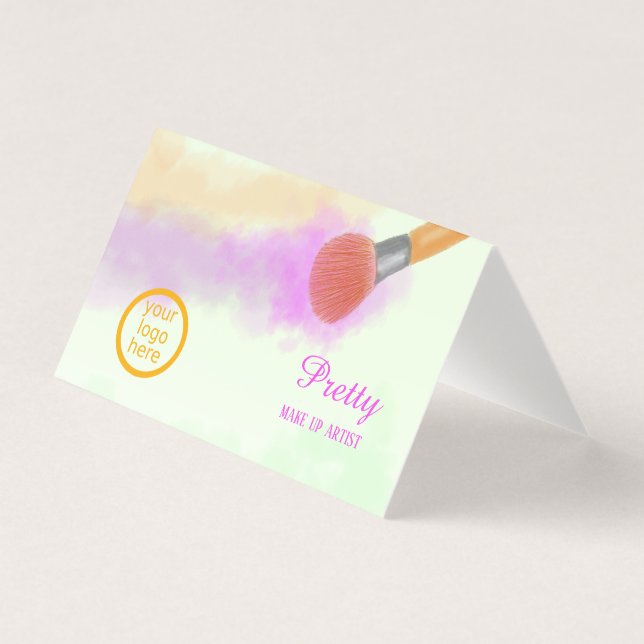 Vattenfärgspensel Beauty Makup Artist Kort (Framsida)