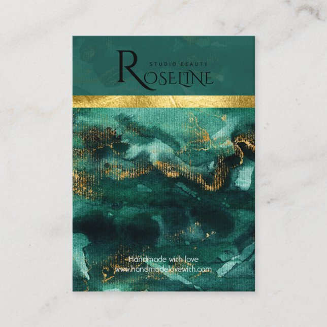 vattenfärgspensel grönt guld Logotyp Visning för a Visitkort (Framsida)