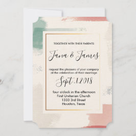 Vattenfärgspensel Stroke Faux Foil bröllop Inbjudningar