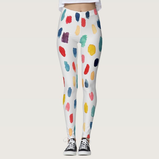 Vattenfärgspenseldrag: Abstrakt sömlös. Leggings (Framsida)