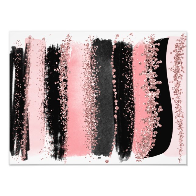 Vattenfärgspenseldrag Ro Guld Faux Glitter Fototryck (Framsidan)