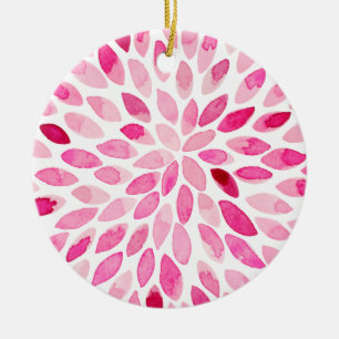 Vattenfärgspenseldrag - rosa, palett julgransprydnad keramik