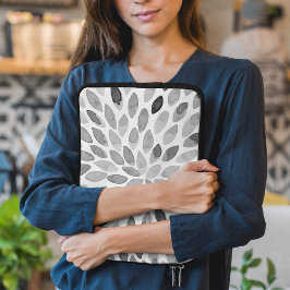 Vattenfärgspenseldrag - svart och vitt laptop sleeve