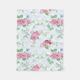 vattenfärgspeony,butterfly vattenfärg fleecefilt