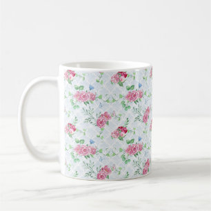 vattenfärgspeony,butterfly vattenfärg kaffemugg