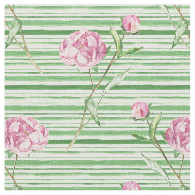 vattenfärgspeony tyg (Närbild)