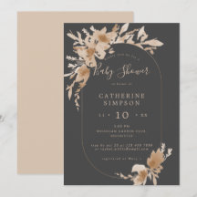 Vattenfärgspersika/ beige grått blommigt babydusch