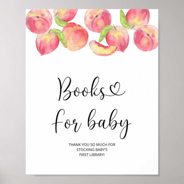 Vattenfärgspersika, bokar för baby poster (Framsidan)