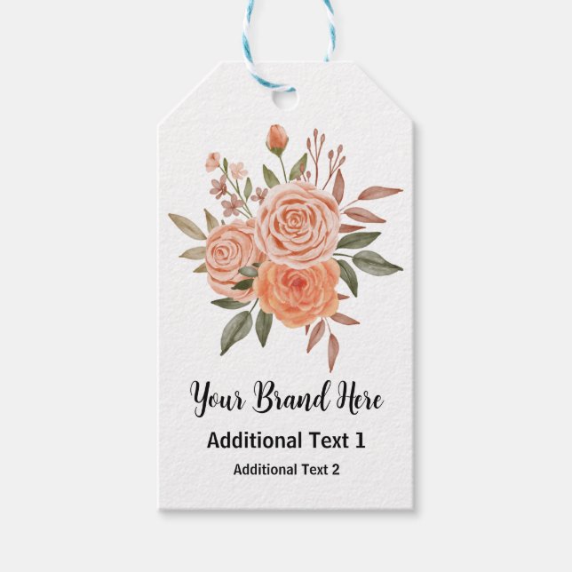 Vattenfärgspersika Ro Blommor Arrangemang Pris Mär Presentetikett (Framsidan)