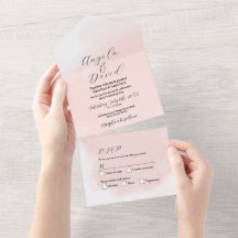 Vattenfärgspersika Tvättar modern bröllopsinbjudan
