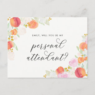 Vattenfärgspersikor Blommande Var Min Brudtjänstef Inbjudan Vykort