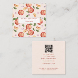 Vattenfärgspersikor Blommar Näringsdietiker Fyrkantigt Visitkort