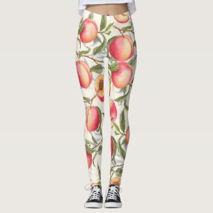 Vattenfärgspersikor, sömlöst blommönster. leggings