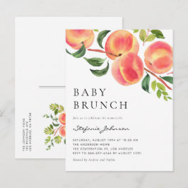 Vattenfärgspersikor Sommar Baby Brunch Inbjudan Vykort