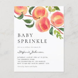 Vattenfärgspersikor Sommar Baby Sprinkle Inbjudan Vykort