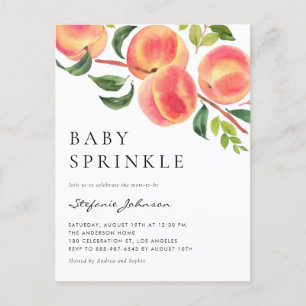 Vattenfärgspersikor Sommar Baby Sprinkle Inbjudan Vykort