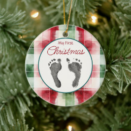 Vattenfärgspets första jul Din Baby Feet Julgransprydnad Keramik
