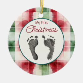 Vattenfärgspets första jul Din Baby Feet Julgransprydnad Keramik