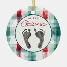 Vattenfärgspets första jul Din Baby Feet Julgransprydnad Keramik