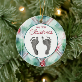 Vattenfärgspets första jul Din Baby Feet Julgransprydnad Keramik