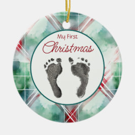 Vattenfärgspets första jul Din Baby Feet Julgransprydnad Keramik