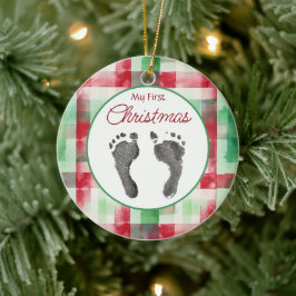 Vattenfärgspets första jul Din Baby Feet Julgransprydnad Keramik