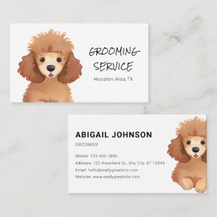 Vattenfärgspets Grooming med Cute Pudel Design Visitkort