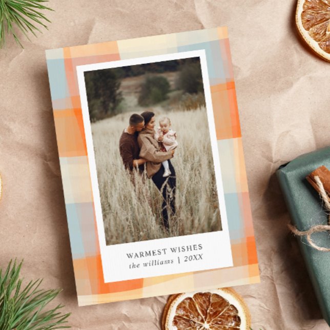 Vattenfärgspets | Orange Cream Blek Blue 2 Photo Julkort (Skapare uppladdad)