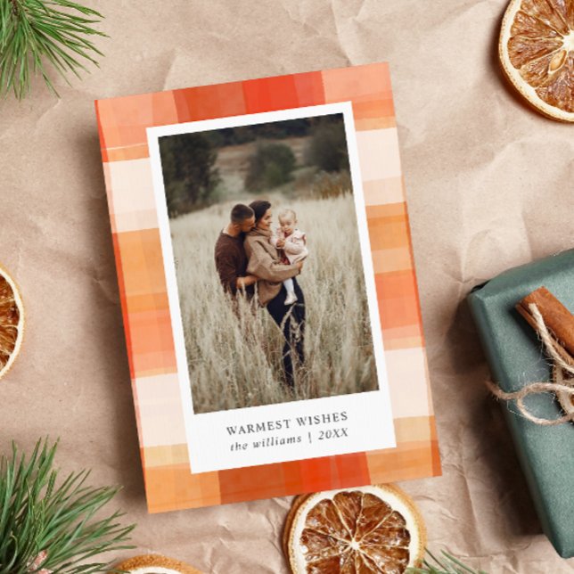 Vattenfärgspets | Red Beige Orange 2 Photo Julkort (Skapare uppladdad)