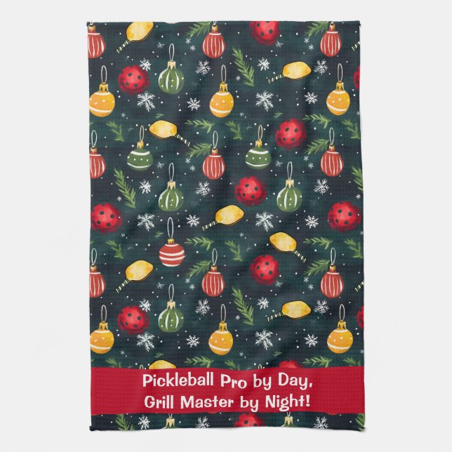 Vattenfärgspickleball Helgdag Rally Kökshandduk (Vertikal)