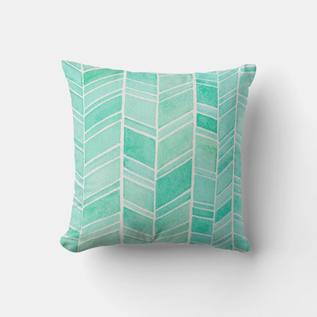 Vattenfärgspil Herringbone Mönster Square Pillow Kudde (Framsida)