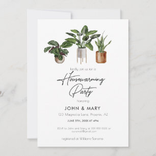 Vattenfärgsplantor Houseworp Party Inbjudningar