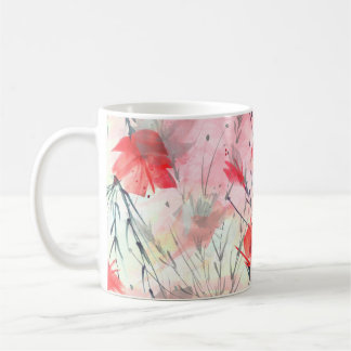 Vattenfärgsplantor Örter Flowers Mönster Kaffemugg