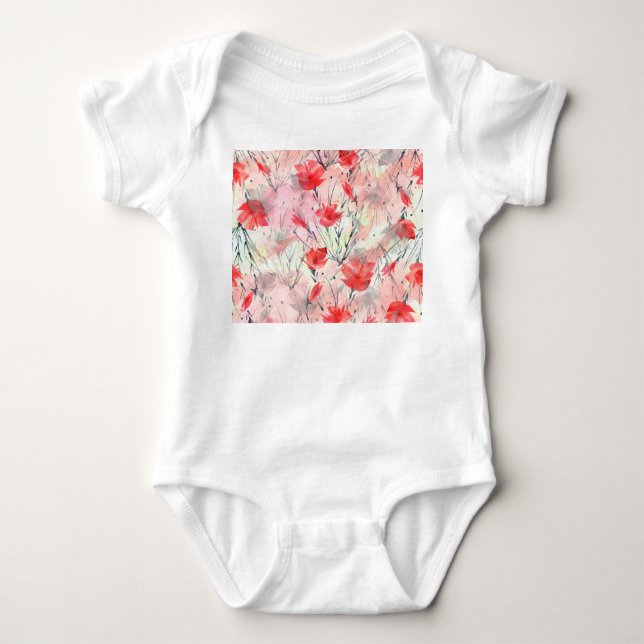Vattenfärgsplantor Örter Flowers Mönster T Shirt (Framsida)
