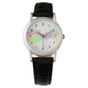 Vattenfärgsplatta färgfull abstrakt design armbandsur
