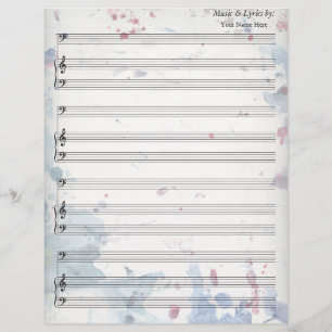 Vattenfärgsplattor Blank Lakan Music Bass Clef