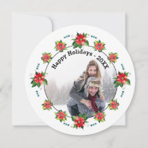 Vattenfärgspoinsettia - Circle Helgdag Card