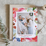 Vattenfärgspoinsettias | Blommigt Helgdag Photo Helgkort<br><div class="desc">Skicka helgdag till dina kära med det här visuella helgdag. Det här fotokortet har vattenfärgspalter,  hollies och andra helgdag,  blommor och löv.</div>