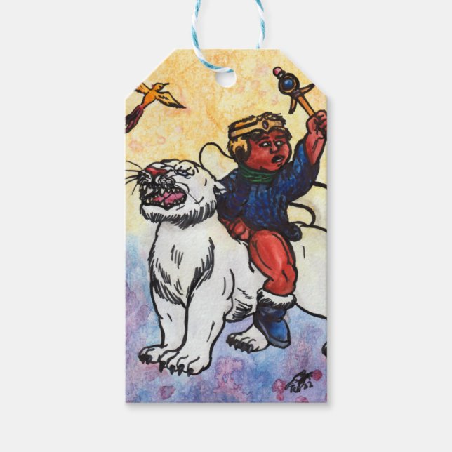 vattenfärgspojke kung rider vit pantermoeffekt presentetikett (Framsidan)