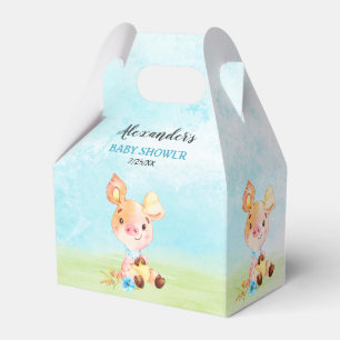 Vattenfärgspojke Piggy Baby Shower Farm Presentaskar