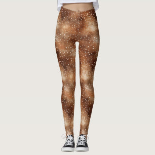 Vattenfärgspolka Punkt i kaffe Brown och Vit (2) Leggings